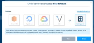 create new server in workspace